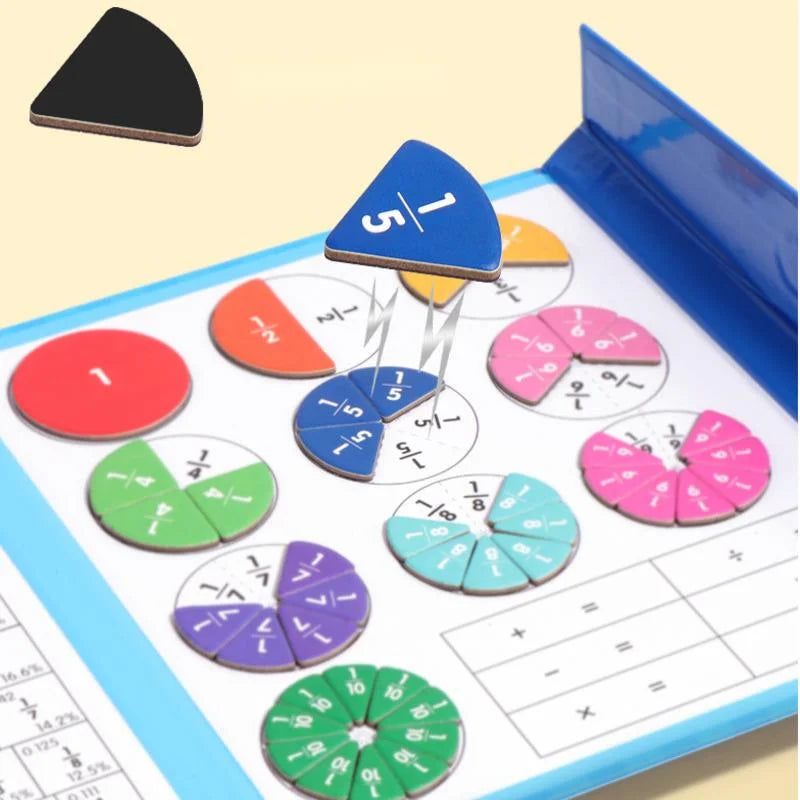 Magnetic Fraction Learning Math Toy Montessori Arithmetic Teaching Aids Wooden Book Educational Toys for Children Christmas Gift