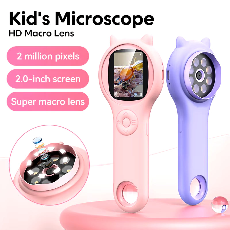 Mini Children'S Electronic Microscope with Silicone Case Photo and Video Function 500X USB Charging Kids Educational Toys