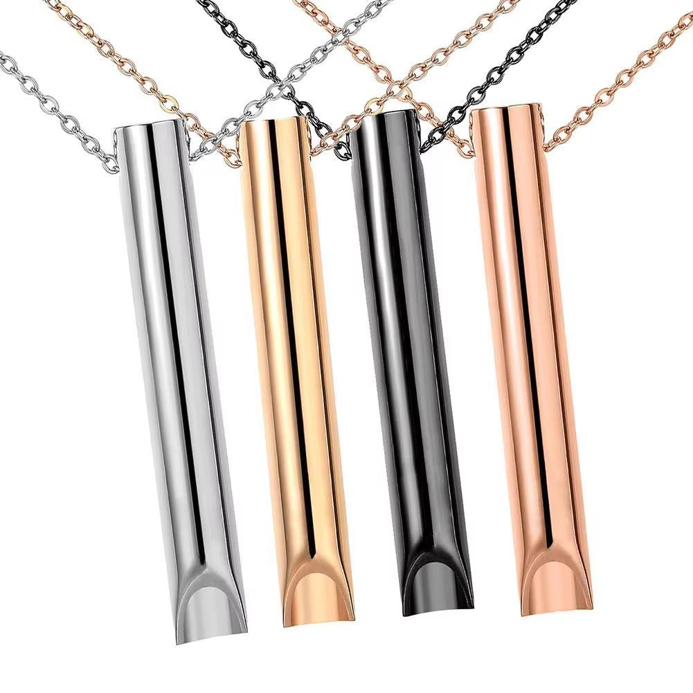 Stainless Steel Anxiety Breathing Necklace for Women Stress Relief Meditation Necklaces Yoga Ritual Female Jewelry Accessories